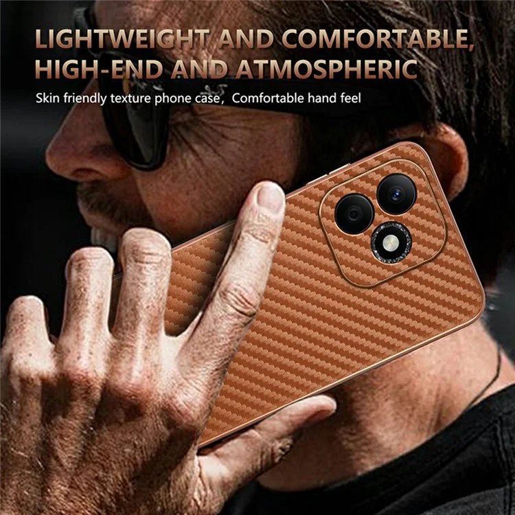AZNS For Honor X60i 5G Hülle Elektroplattierung Kohlefaser-Textur PU+TPU Handyhülle - Schwarz