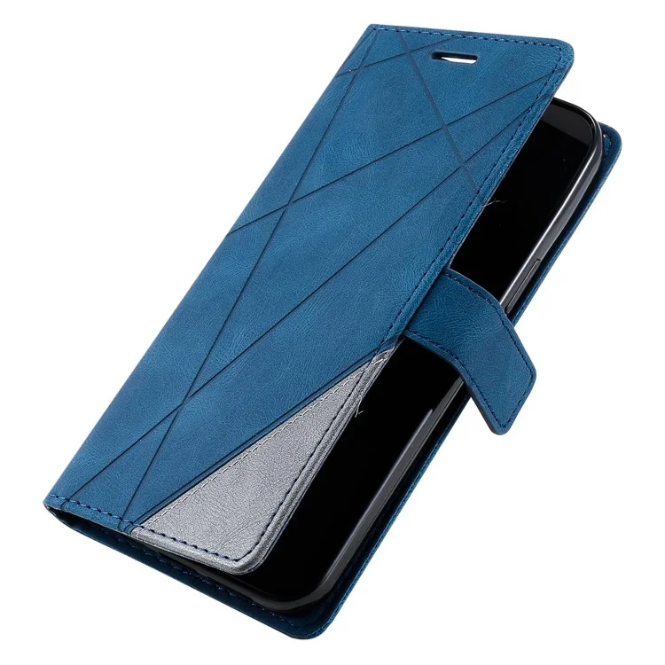 Für Samsung Galaxy A26 5G Hülle Geprägte Linien PU-Leder Splicing Wallet Phone Cover - Blau