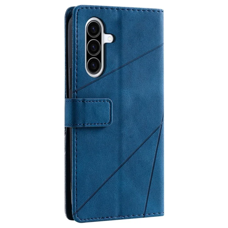 Für Samsung Galaxy A26 5G Hülle Geprägte Linien PU-Leder Splicing Wallet Phone Cover - Blau