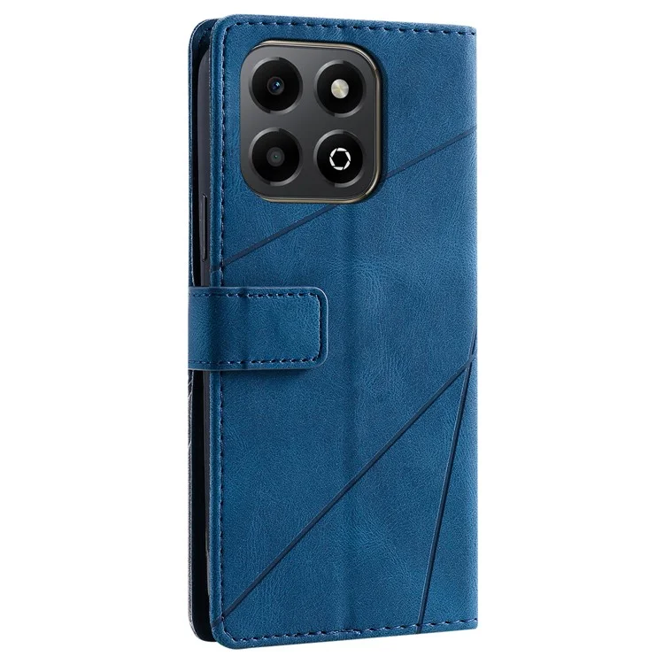 Étui pour téléphone portable For Honor X7c 4G / 200 Smart 5G avec lignes imprimées, en cuir PU matelassé - Bleu