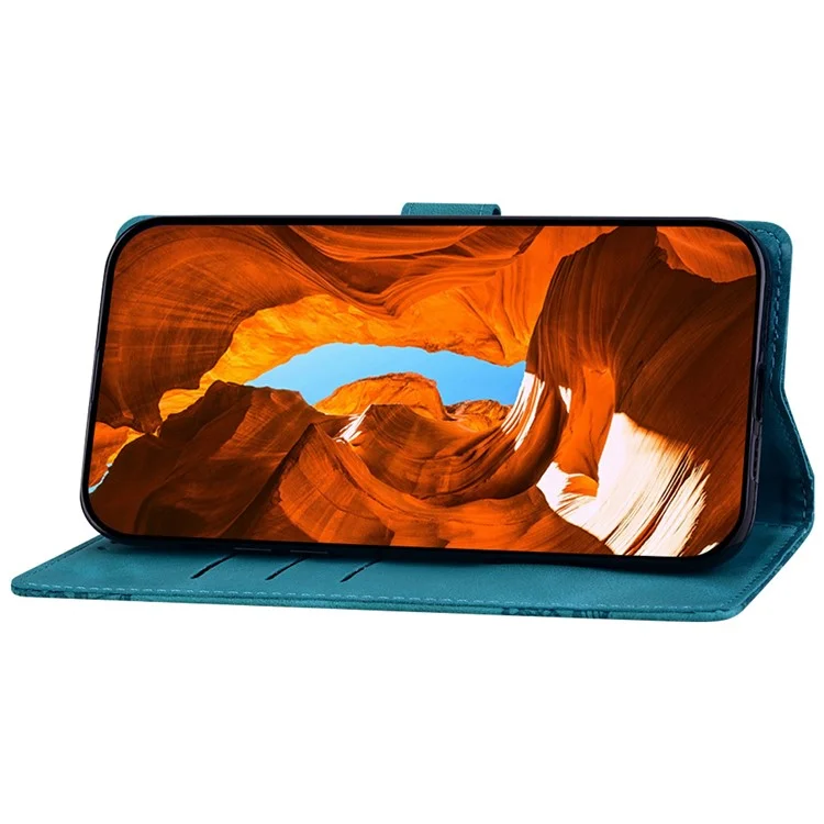 Capa de couro sintético com flor de renda impressa para Samsung Galaxy A16 5G / 4G - Verde