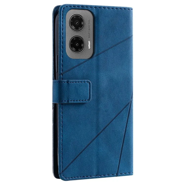 Für Motorola Moto G35 5G Hülle Bedruckte Linien PU-Leder Splicing Wallet Phone Cover - Blau