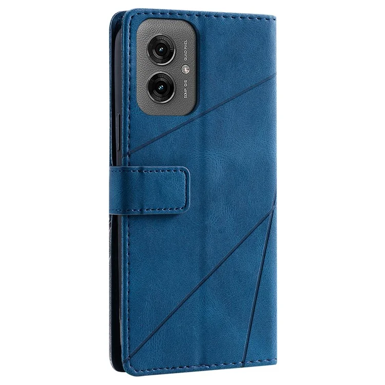 Für Motorola Moto G55 5G Hülle Geprägte Linien PU-Leder Splicing Brieftasche Handyhülle - Blau
