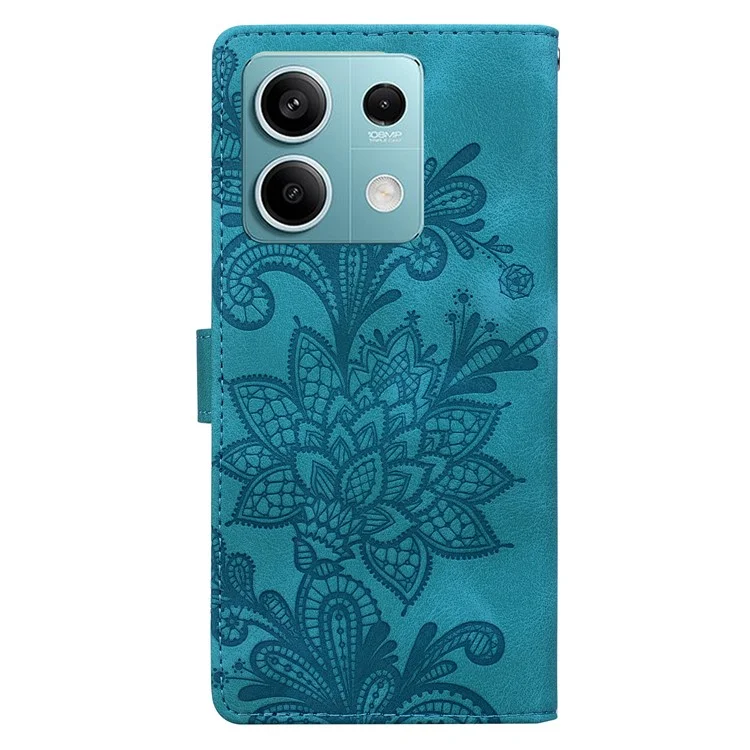 Capa para Xiaomi Redmi Note 13 5G, com flores de renda estampadas e couro sintético, tipo carteira - Verde