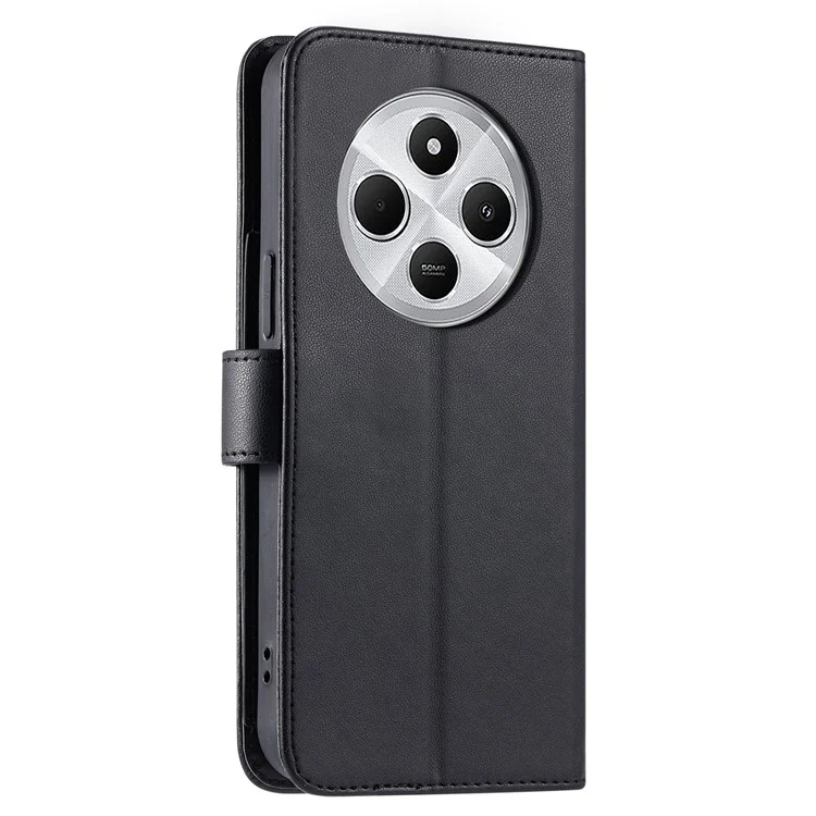 Crossbody Leather Case for Xiaomi Redmi A3 Pro 4G / Poco C75 4G / Redmi 14R 5G / 14C 4G Rhombus Mobile Cover - Black