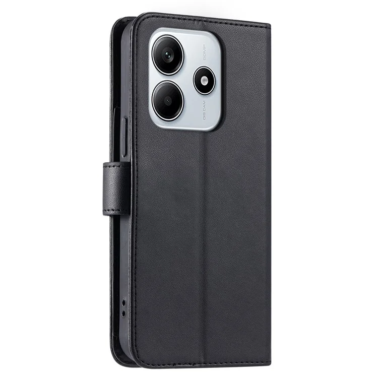 Für Xiaomi Redmi Note 14 5G Crossbody-Ledertasche mit Ringgurt, Geldbörse, Ständer, Rhombus-Handyhülle - Schwarz