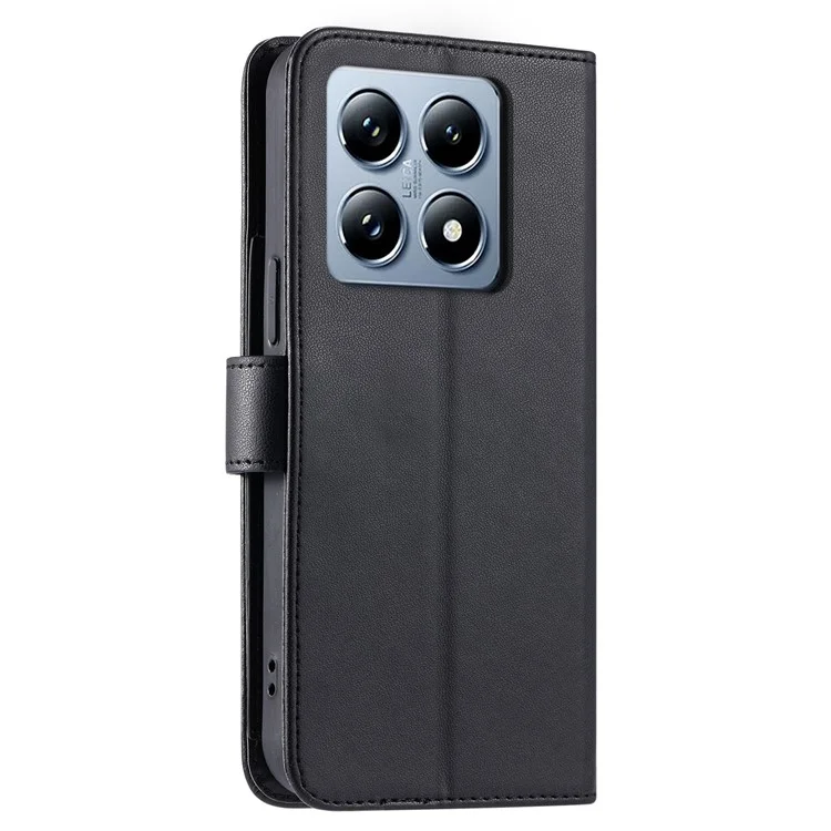 For Xiaomi 14T Pro Crossbody Leather Case Ring Buckle Wallet Stand Rhombus Mobile Cover - Black