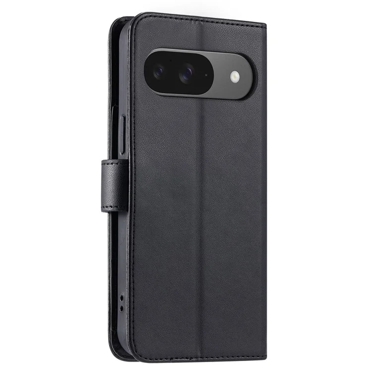 Capa de couro para Google Pixel 9 / 9 Pro com alça transversal, fivela, carteira e suporte, capa móvel com desenho de losango - Preto