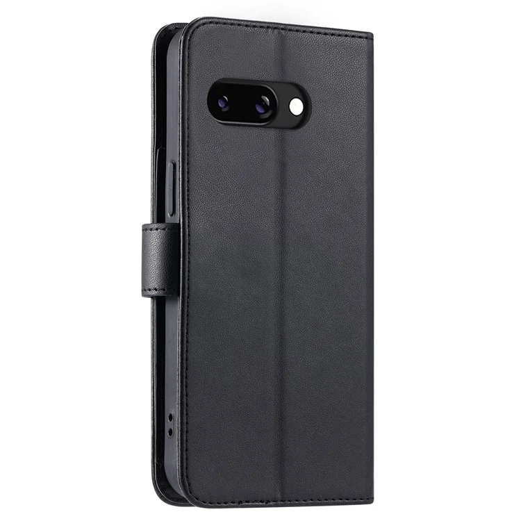 For Google Pixel 9a Crossbody Leather Case Ring Buckle Wallet Stand Rhombus Mobile Cover - Black