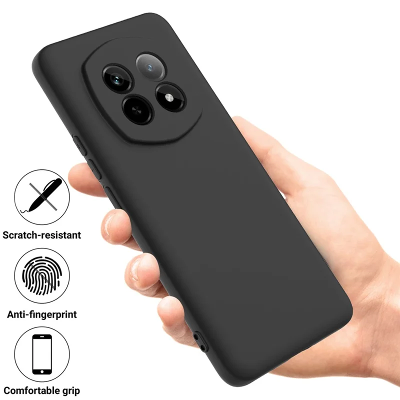 For Realme P2 Pro 5G Case Liquid Silicone Phone Back Cover with Hand Strap - Black