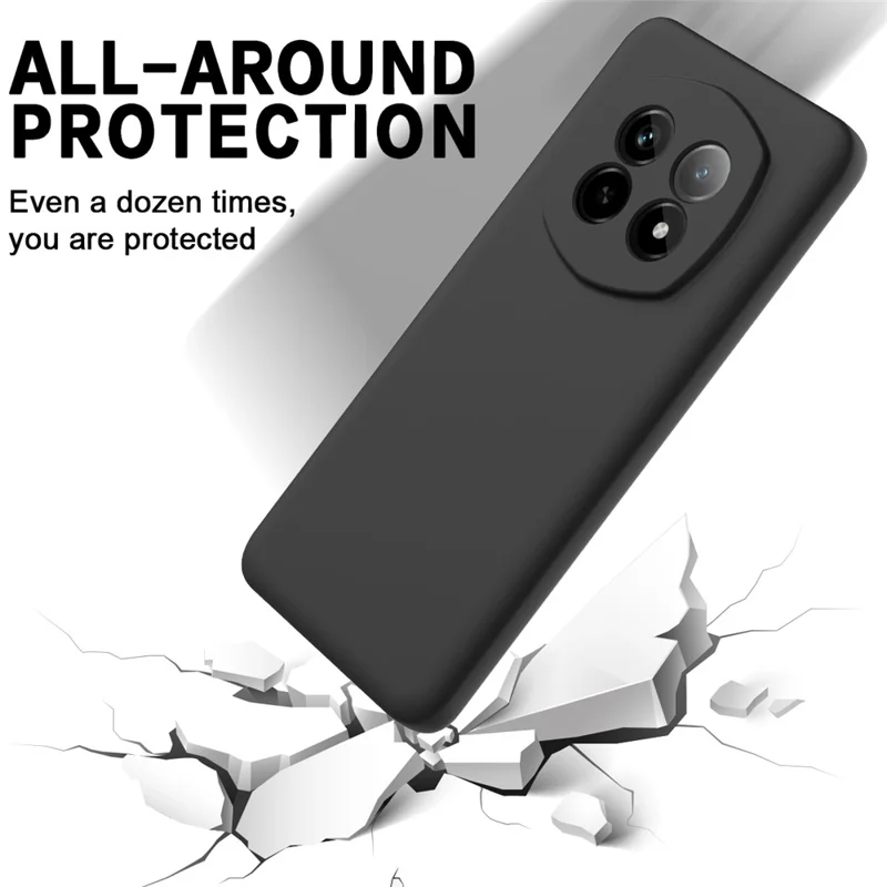 For Realme P2 Pro 5G Case Liquid Silicone Phone Back Cover with Hand Strap - Black
