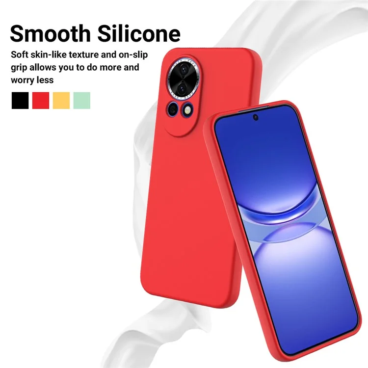 Capa para Huawei nova 13 5G de silicone líquido com alça de mão - Vermelha