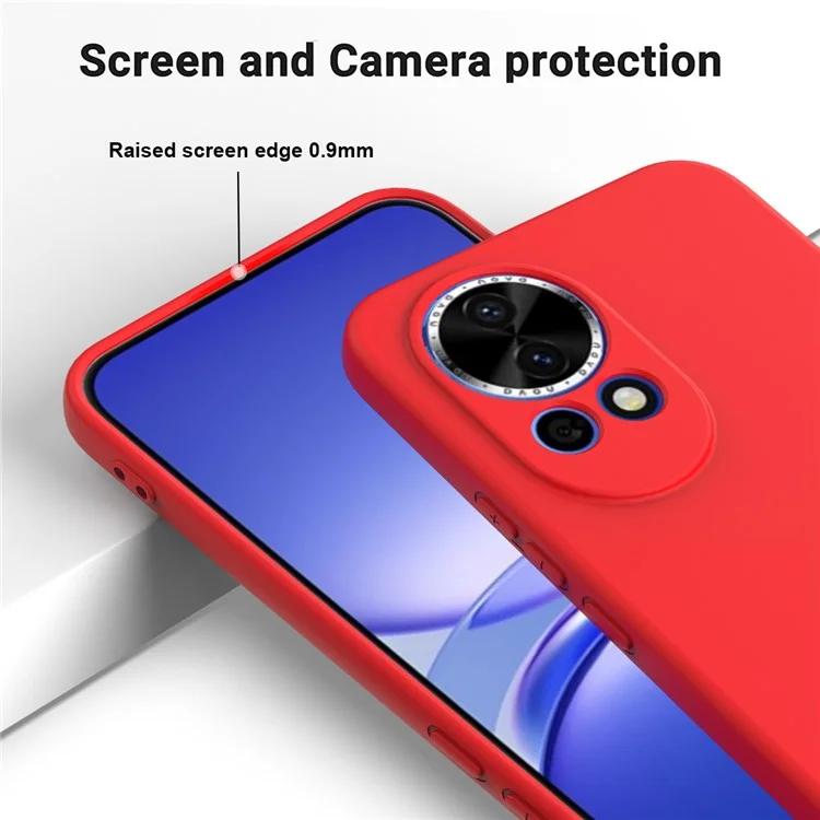 Capa para Huawei nova 13 5G de silicone líquido com alça de mão - Vermelha