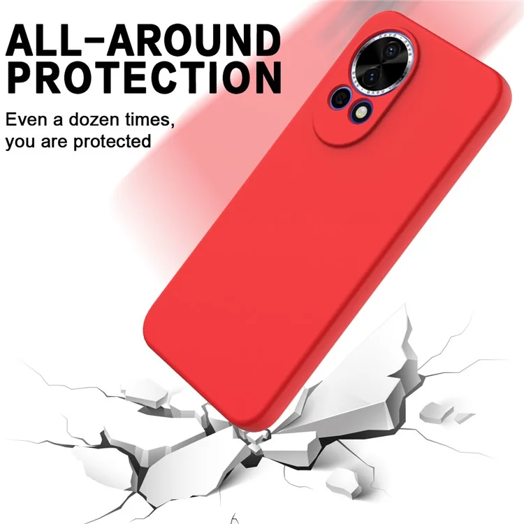Capa para Huawei nova 13 5G de silicone líquido com alça de mão - Vermelha