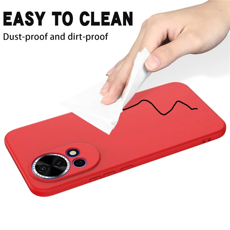 Capa para Huawei nova 13 5G de silicone líquido com alça de mão - Vermelha