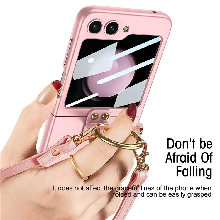 Массовая покупка GKK для чехла Samsung Galaxy Z Flip5 5G с кольцом-держателем, подставкой, ПК-крышкой и пленкой для задней панели - черный
