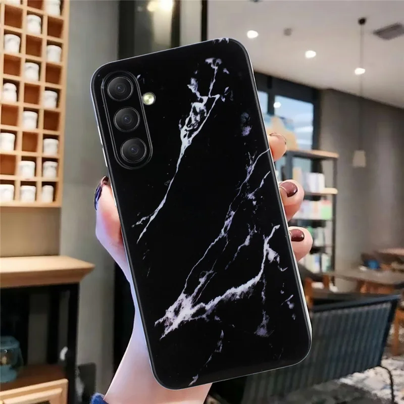 For Samsung Galaxy A36 5G Case Flexible TPU Marble Pattern Phone Cover - Black