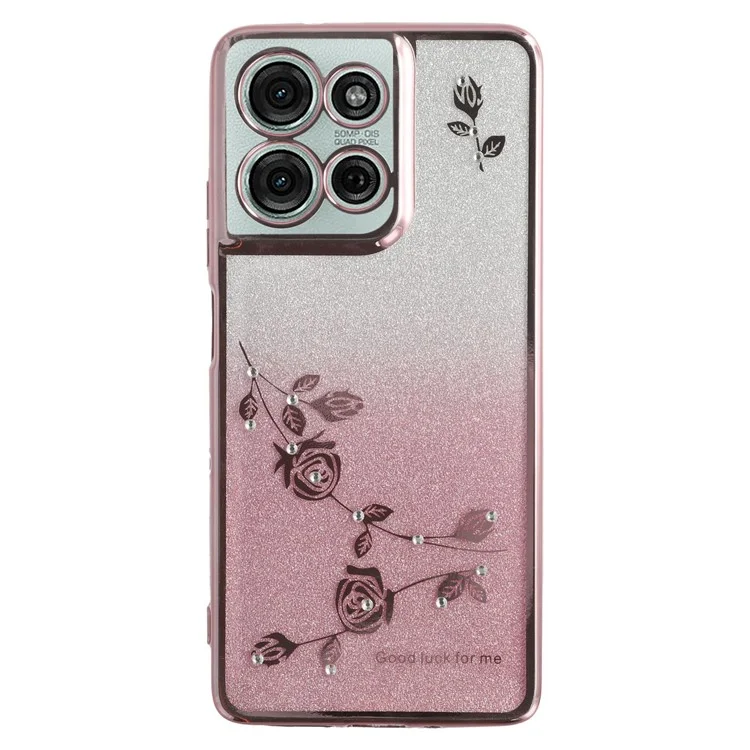 Capa Flexível Gradient TPU de Flor para Motorola Moto G75 5G - Rose Gold
