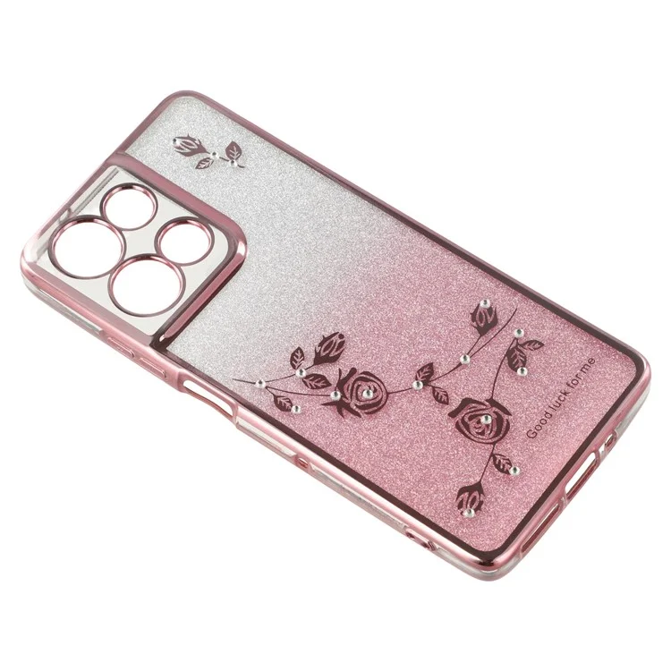 Capa Flexível Gradient TPU de Flor para Motorola Moto G75 5G - Rose Gold