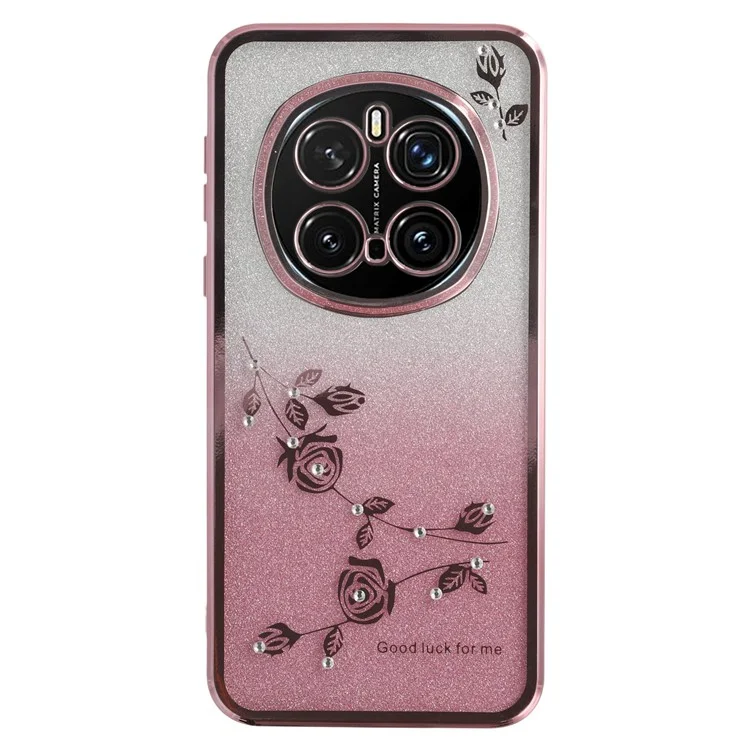 Capa KADEM For Honor Magic7 Pro 5G Flor TPU Flexível Gradiente Capa de Telefone - Ouro Rosa