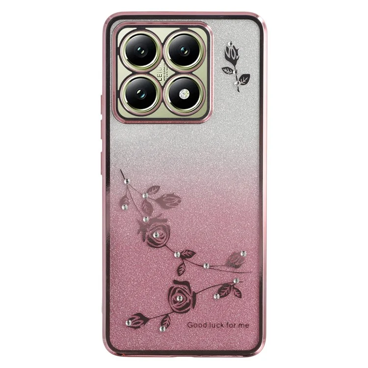 KADEM Blumen-TPU-Flexibles Gradienten-Telefonhülle für Xiaomi 14T - Roségold