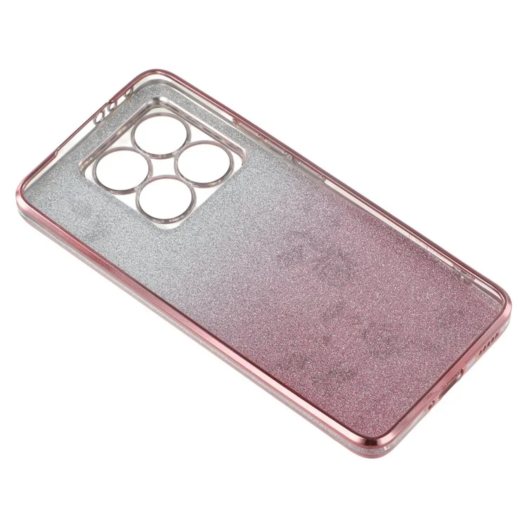 Funda para Xiaomi 14T de KADEM con patrón de flores, cubierta de teléfono de TPU degradado con cordones - Oro rosa
