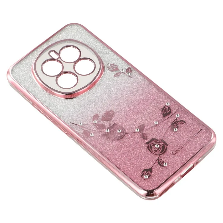 Funda KADEM For Honor Magic7 5G con patrón de flores, cubierta de teléfono de TPU degradado con cordones - Oro rosa