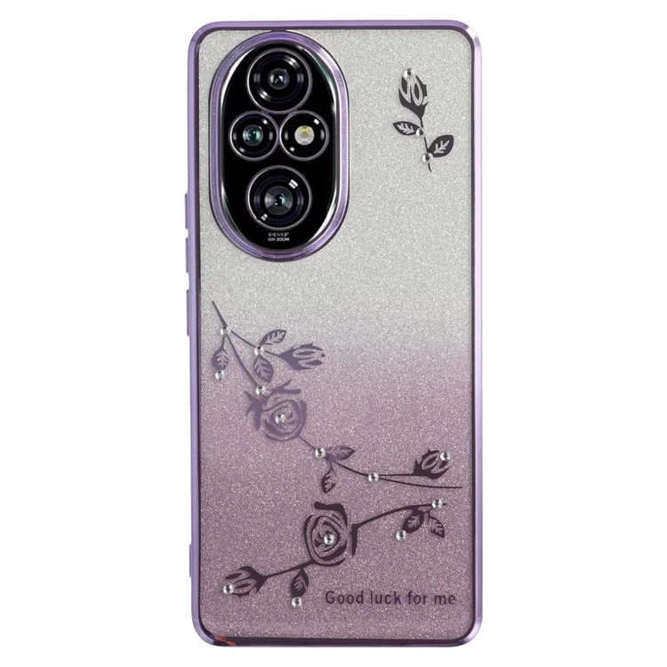 Capa KADEM For Honor 200 Pro 5G Flor TPU Flexível Gradiente Capa de Telefone - Roxo