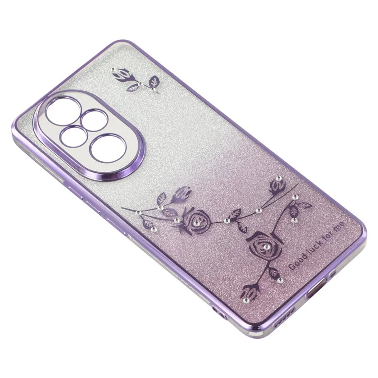 Capa KADEM For Honor 200 Pro 5G Flor TPU Flexível Gradiente Capa de Telefone - Roxo