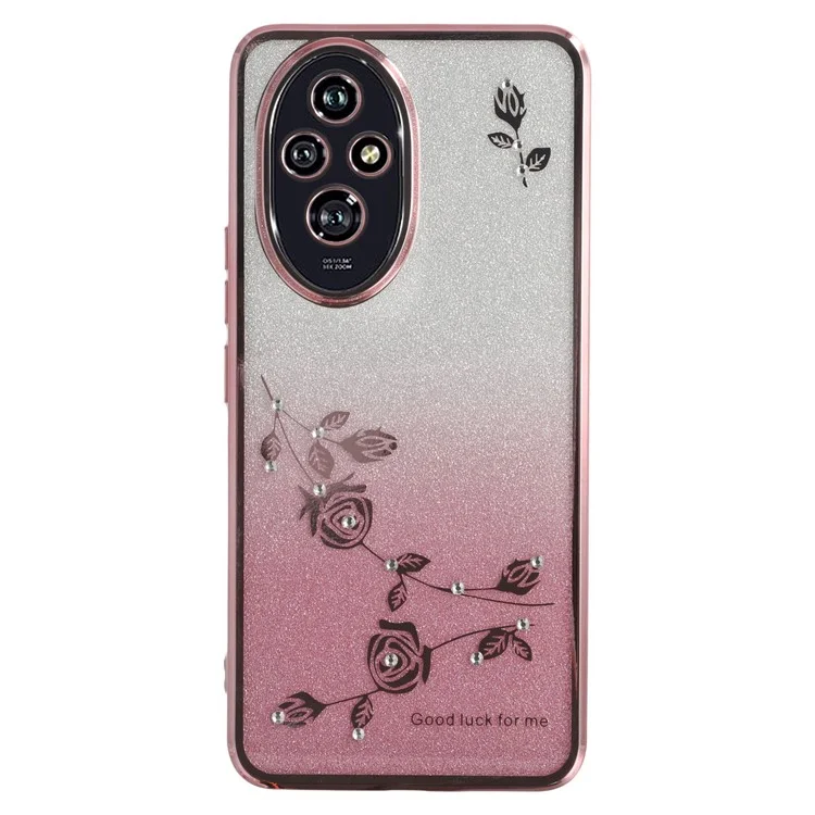 Capa de telefone KADEM For Honor 200 5G Flower TPU flexível em gradiente - Rose Gold