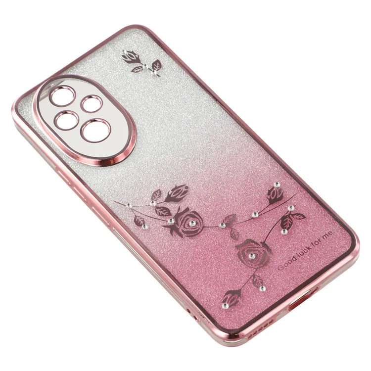 Capa de telefone KADEM For Honor 200 5G Flower TPU flexível em gradiente - Rose Gold