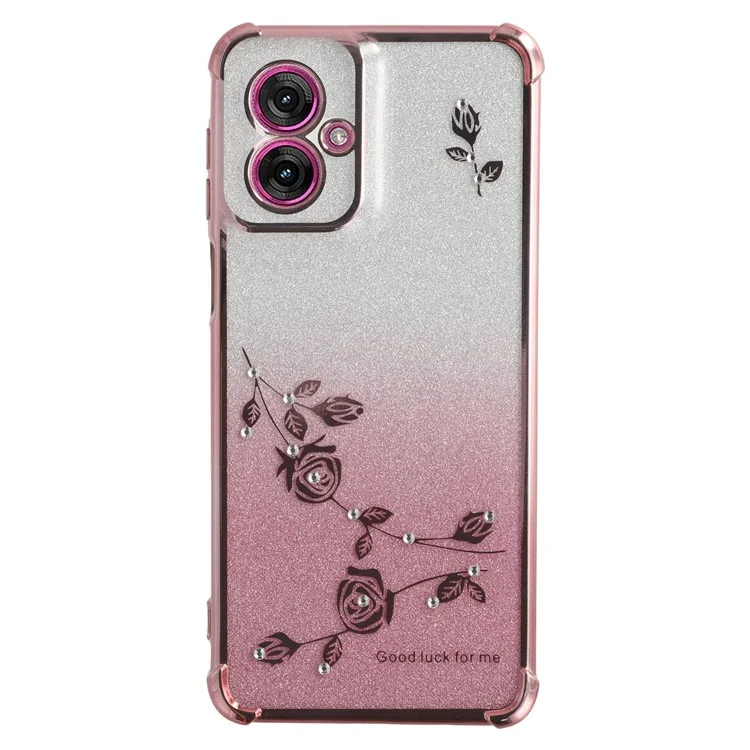 KADEM Hülle für Motorola Moto G55 5G, Blumen-TPU, flexibel, Farbverlauf, Handyhülle - Roségold
