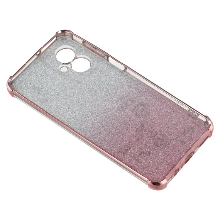 KADEM Hülle für Motorola Moto G55 5G, Blumen-TPU, flexibel, Farbverlauf, Handyhülle - Roségold