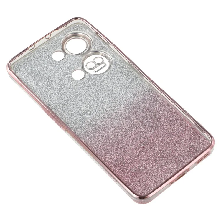 KADEM Hülle für OnePlus Ace 2V / Nord 3 5G, TPU-Blumenabdeckung mit Farbverlauf-Glitzer und Ständer - Roségold