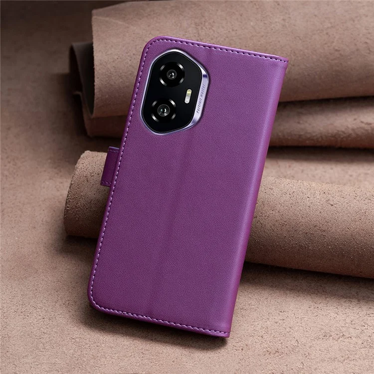 BINFEN COLOR BF17 Capa para Realme C75 Carteira Folio Flip Couro - Roxo Escuro