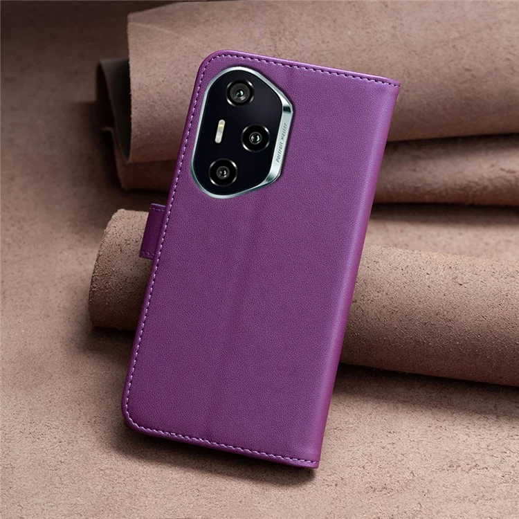 BINFEN COLOR BF17 Geldbörsen-Flip-Lederhülle für Honor 300 Pro / 300 Ultra - Dunkel Lila
