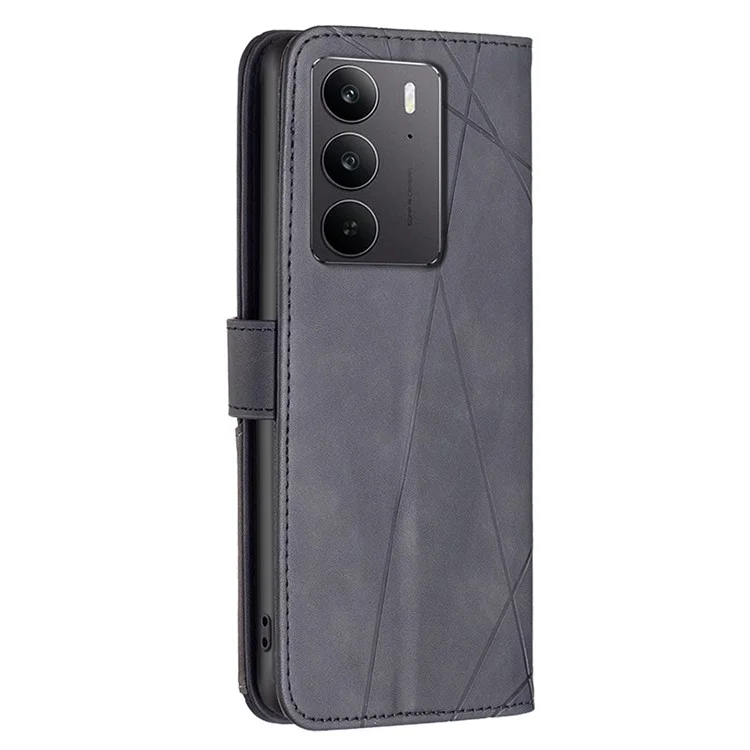 BINFEN COLOR BF05 Чехол для Realme C75 Кожаный чехол-книжка с подставкой - Черный