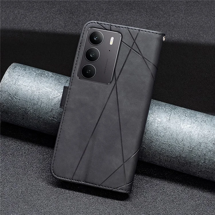 BINFEN COLOR BF05 Чехол для Realme C75 Кожаный чехол-книжка с подставкой - Черный