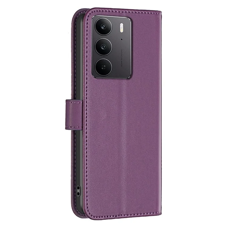 BINFEN COLOR BF17 Capa para Realme C75 Carteira Folio Flip Couro - Roxo Escuro