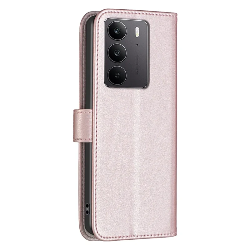 BINFEN COLOR BF17 For Realme C75 Case Wallet Folio Flip Leather Cover - Rose Gold