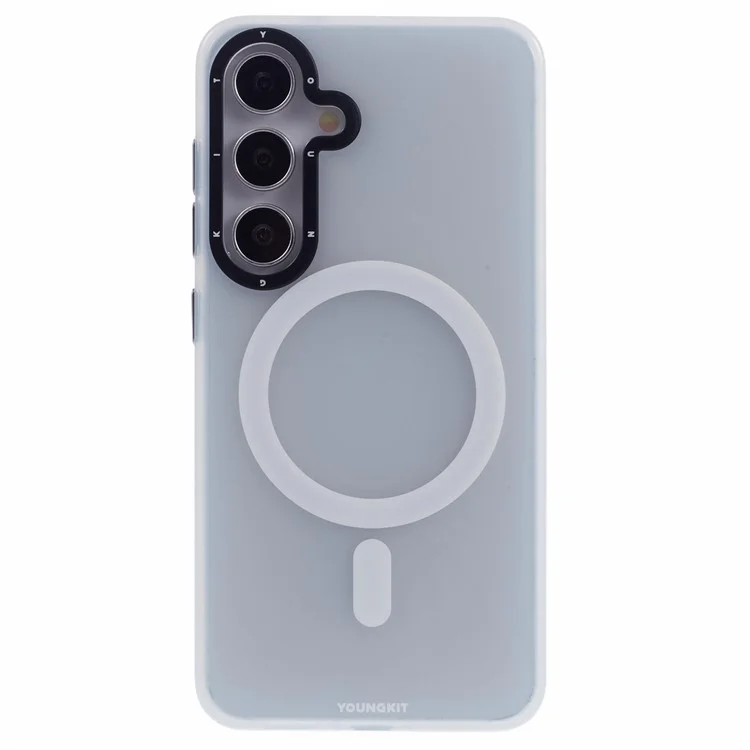 YOUNGKIT Custodia opaca compatibile con MagSafe per Samsung Galaxy S25, cover per telefono in PET TPU antiurto - Bianco