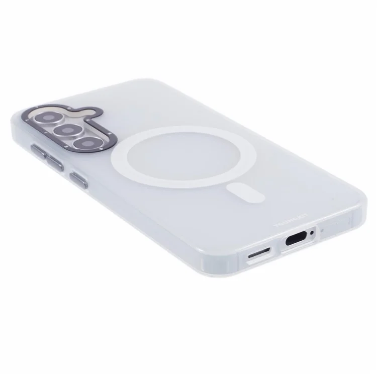YOUNGKIT Custodia opaca compatibile con MagSafe per Samsung Galaxy S25, cover per telefono in PET TPU antiurto - Bianco