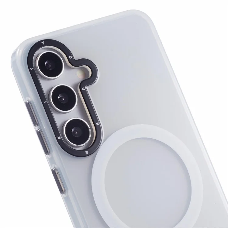 YOUNGKIT Custodia opaca compatibile con MagSafe per Samsung Galaxy S25, cover per telefono in PET TPU antiurto - Bianco