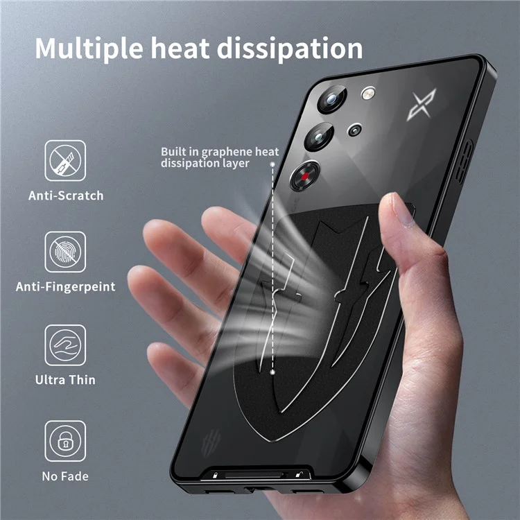 Für ZTE nubia Red Magic 10 Pro 5G / 10 Pro+ 5G Hülle Wärmeableitung Metallrahmen PC Handyhülle - Schwarz