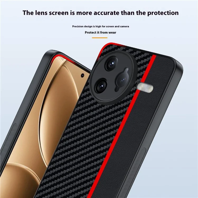 Für Xiaomi Redmi K80 Pro 5G Hülle Kohlefaser-Textur Ultra Slim PC Handyhülle - Schwarz + Rot