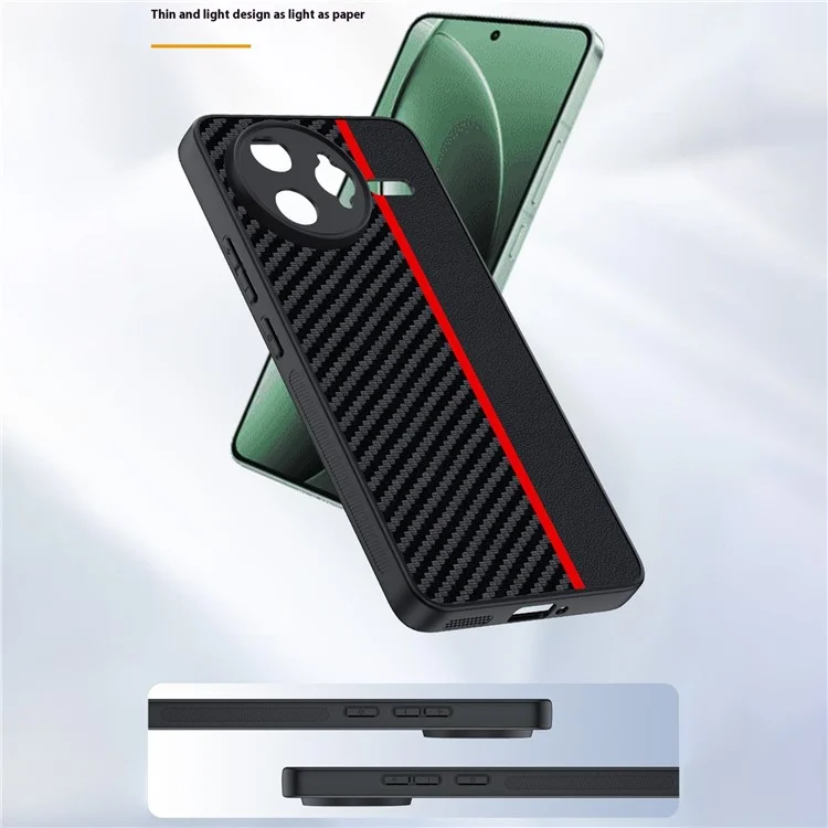 Für Xiaomi Redmi K80 Pro 5G Hülle Kohlefaser-Textur Ultra Slim PC Handyhülle - Schwarz + Rot