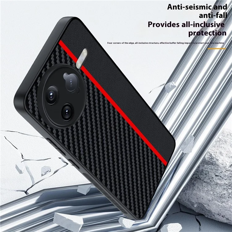 Für Xiaomi Redmi K80 Pro 5G Hülle Kohlefaser-Textur Ultra Slim PC Handyhülle - Schwarz + Rot