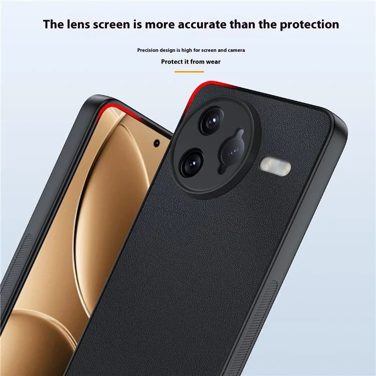 Coque pour Xiaomi Redmi K80 Pro 5G en cuir PU avec revêtement PC+TPU anti-chute - Noir
