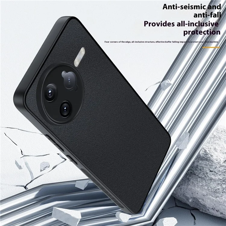 Coque pour Xiaomi Redmi K80 Pro 5G en cuir PU avec revêtement PC+TPU anti-chute - Noir