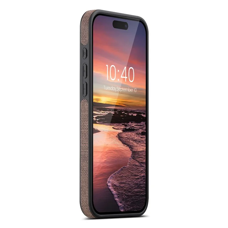 Funda para iPhone 16 Pro SUTENI G2 compatible con MagSafe, con soporte, textura de mezclilla y cubierta trasera de cuero - Marrón
